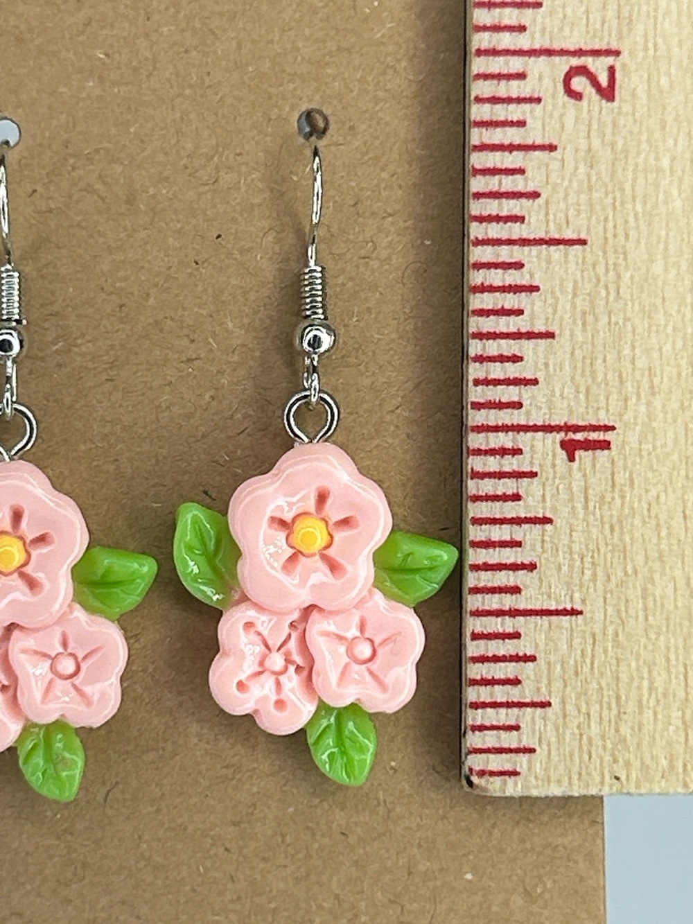 Pink Floral Drop Earrings Women Fashion Jewelry - Picture 2 of 3